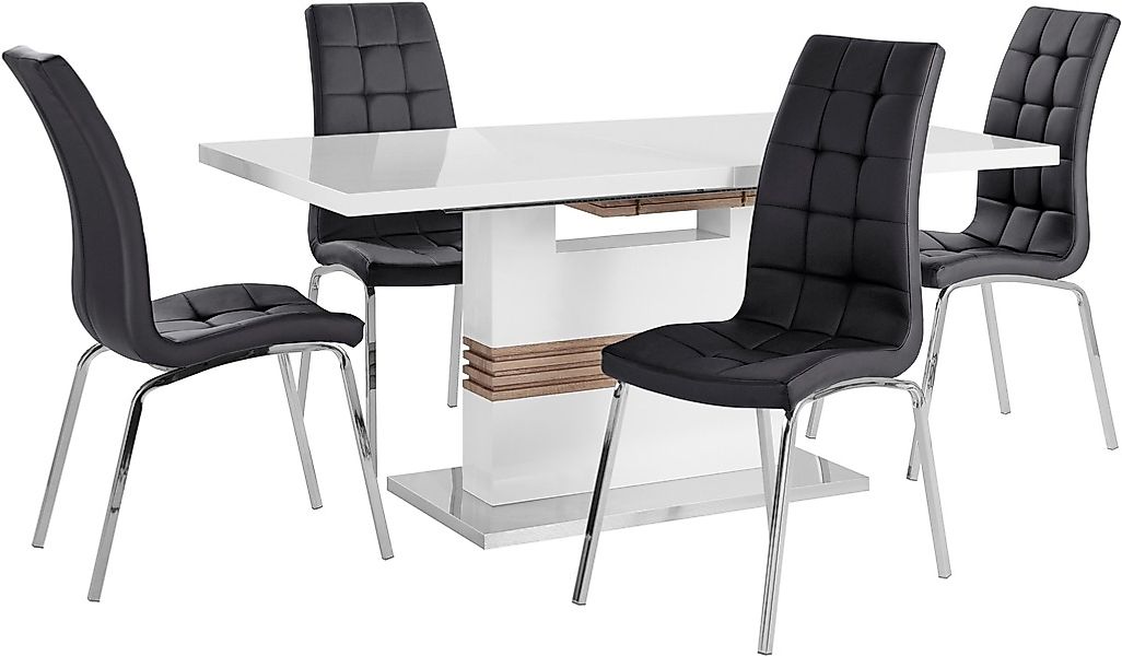 INOSIGN Essgruppe "Perez/Lila" Set, 5 Stk. tlg. mit 4 Stühlen, Tisch auszie günstig online kaufen
