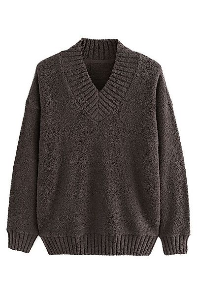 Next V-Ausschnitt-Pullover Flauschiges Teddy-Sweatshirt mit V-Ausschnitt (1 günstig online kaufen