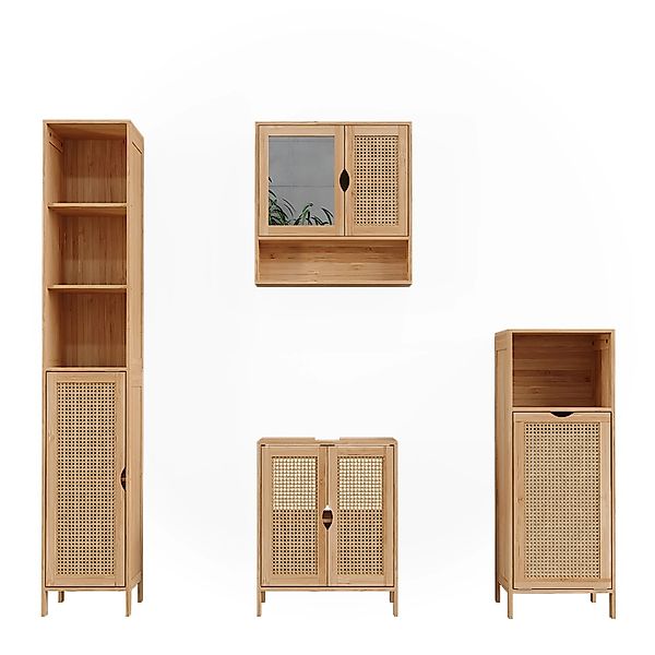 Vicco Badmöbel-Set Liora Bambus 4 Teile günstig online kaufen