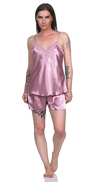 EloModa Capri-Pyjama Damen Satin Nachtwäsche Pyjama günstig online kaufen
