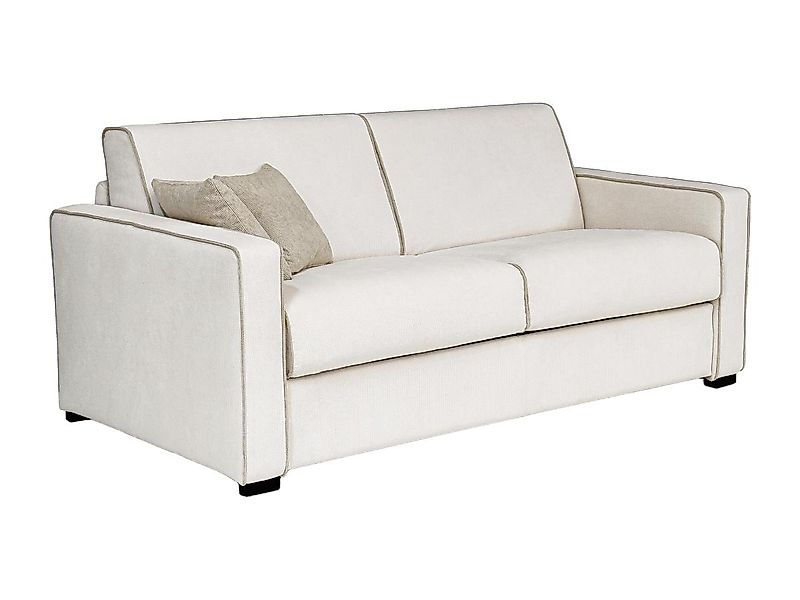 Sofa 4-Sitzer mit Matratze - Strukturstoff - Beige - Sitzfläche mit Memory günstig online kaufen