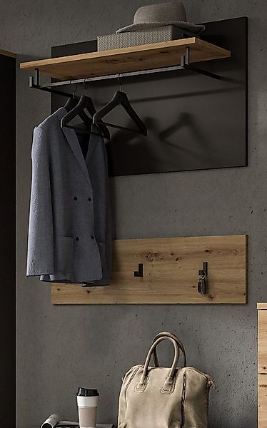 Inn.Furn Garderobenpaneel Cooper (Artisan Eiche und Basalt grau, 2-teiliges günstig online kaufen