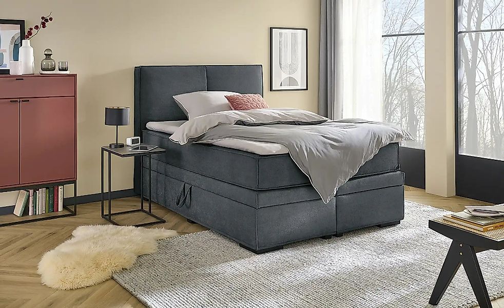 Boxi Boxspringbett mit Bettkasten Boxi Urban ¦ grau ¦ Maße (cm): B: 140 H: günstig online kaufen