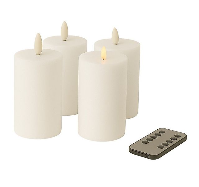 Fachhandel Plus Stumpenkerze LED mit Timer 10x6,5 cm Echtwachskerzen mit 3D günstig online kaufen
