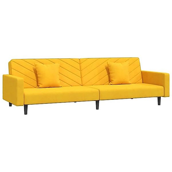 vidaXL Schlafsofa, Sofa 2-Sitzer mit 2 Kissen Gelb Samt günstig online kaufen