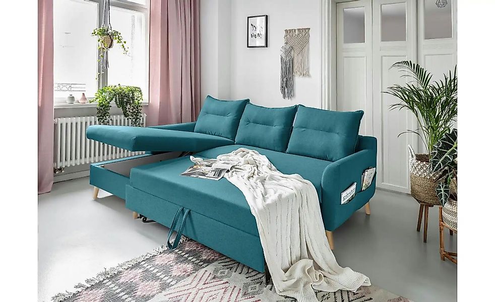 Miuform Ecksofa mit Schlaffunktion Stylish Stan ¦ türkis/petrol ¦ Maße (cm) günstig online kaufen