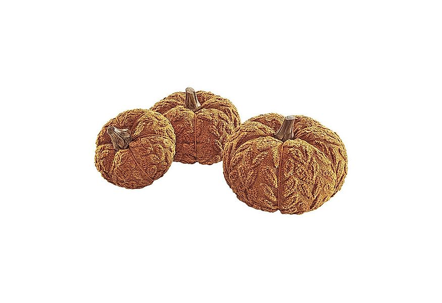 Kobolo Dekoobjekt Kürbis Herbstdeko aus Textil Set - 3 Größen orange Herbst günstig online kaufen