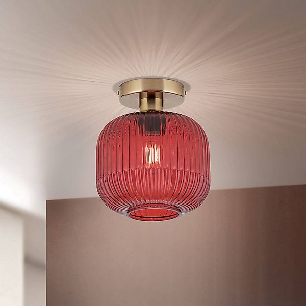 Deckenleuchte Carneval, rot, Ø 20 cm, Glas, E27 günstig online kaufen