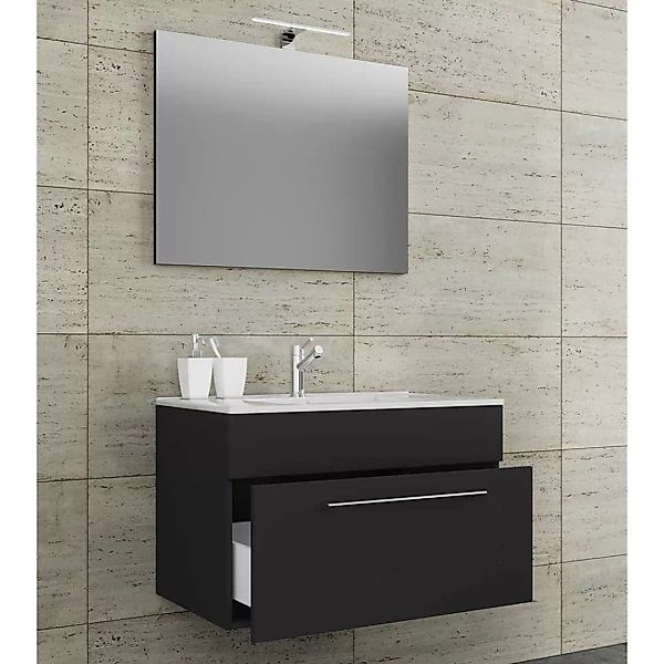Badezimmermöbel schwarz in modernem Design die Wandmontage (zweiteilig) günstig online kaufen