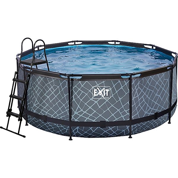 EXIT Stone Pool Grau Ø360x122cm m. Sandfilterpumpe günstig online kaufen