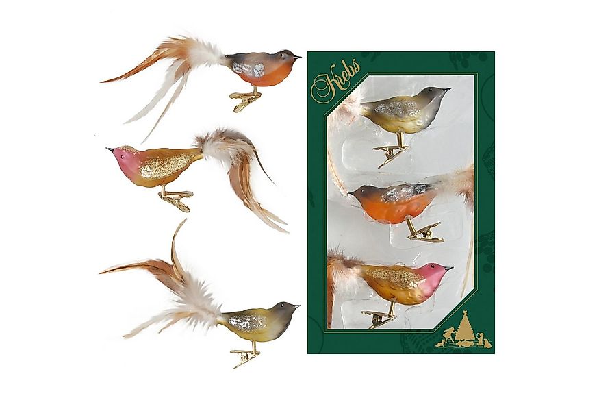 Krebs Glas Lauscha Weihnachtsbaumklammer Glasvögel im 3er Set - natürlich T günstig online kaufen