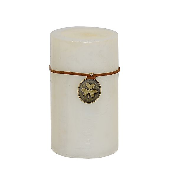 B&S Stumpenkerze Trendkerze durchgefärbt marmoriert weiss günstig online kaufen