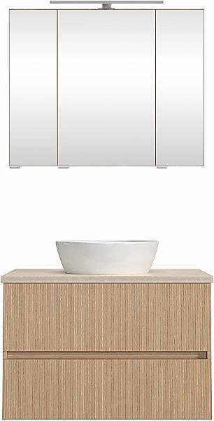 welltime Badmöbel-Set "Eixo", 80 cm breit, Badmöbel mit LED-Beleuchtung günstig online kaufen