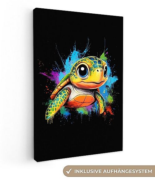 OneMillionCanvasses® Leinwandbild Graffiti - Tiere - Schildkröte - Farbenfr günstig online kaufen