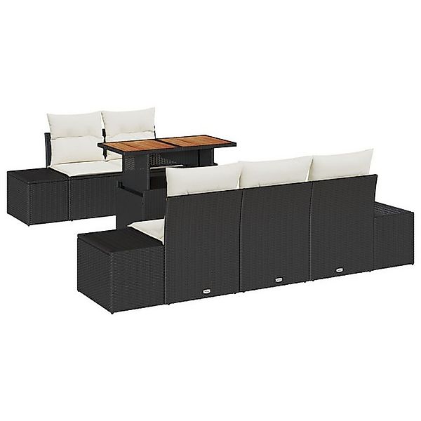 vidaXL Loungesofa 6-tlg. Garten-Essgruppe mit Kissen Schwarz Poly Rattan, 6 günstig online kaufen