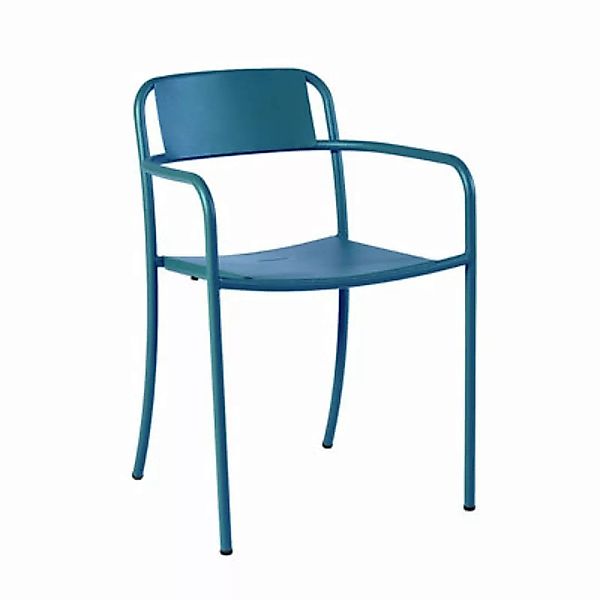 Stapelbarer Sessel Patio metall blau / Edelstahl - Tolix - Blau günstig online kaufen