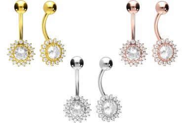 PIERCINGLINE Bauchnabelpiercing Chirurgenstahl Bananabell KRISTALLBLUME (Ba günstig online kaufen