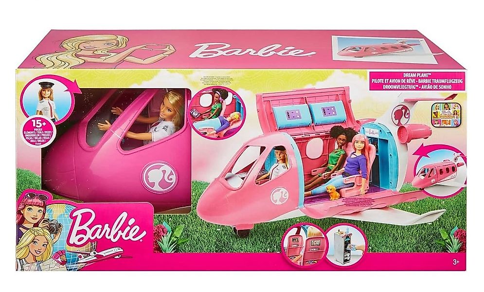 Barbie Spielzeug-Flugzeug mit Pilotin Barbie Puppe, mit beweglichen Räder, günstig online kaufen