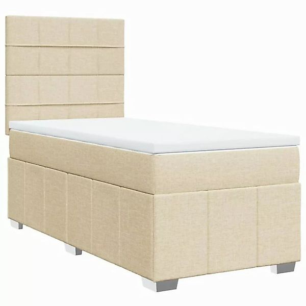 vidaXL Bett Boxspringbett mit Matratze Creme 100x200 cm Stoff günstig online kaufen