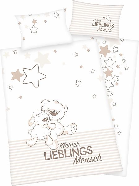 Baby Best Babybettwäsche "Kleiner Lieblingsmensch" mit Bärchen Motiv und li günstig online kaufen