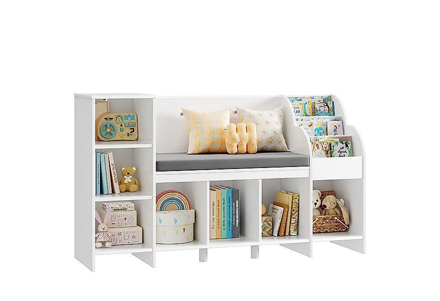 HOMECHO Spielzeugtruhe, Bücherregal Kinder mit Kissen und 7 Ablagefächern W günstig online kaufen