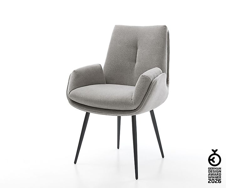 Esszimmerstuhl Clea-Flex Strukturstoff Soft Grau 4-Fuß konisch Schwarz günstig online kaufen