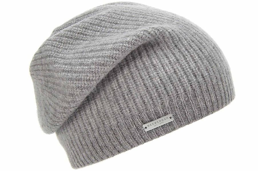 Seeberger Strickmütze Beanie aus 100% Kaschmir im Rippmuster günstig online kaufen