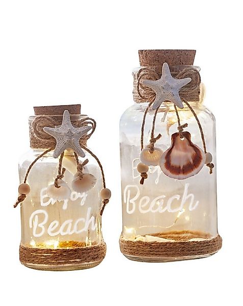 Dekoleidenschaft LED Windlicht "Beach", Windlicht-Glas mit Leuchtdraht, 12 günstig online kaufen