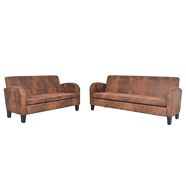 vidaXL Sofa Sofa-Set 2-tlg. Kunstleder in Wildleder-Optik Braun günstig online kaufen