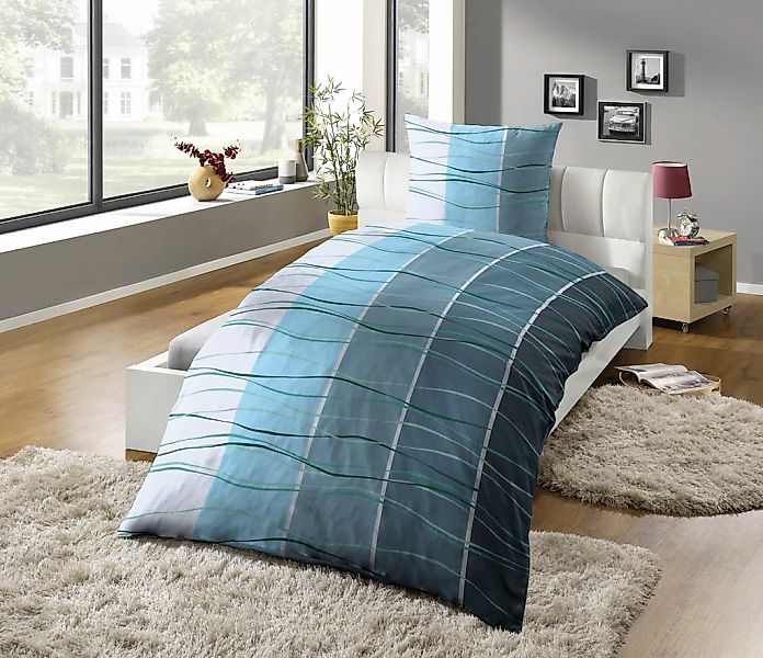 KiNZLER Bettwäsche "Bedruckte Poly-Cotton Bettwäsche "Ocean"" 2 Stk. tlg. P günstig online kaufen