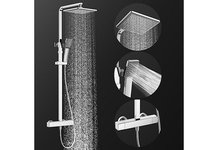 HOMELODY Duschsystem Duschset mit Thermostat 38℃ verstellbare Duschstange a günstig online kaufen