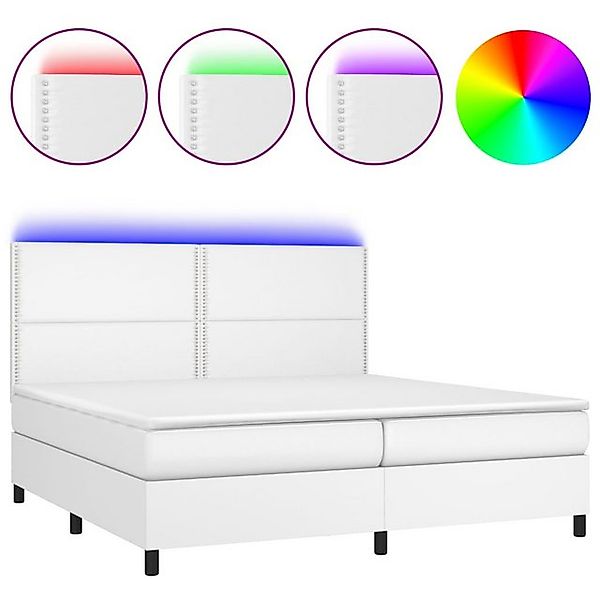 vidaXL Boxspringbett, Boxbett mit Matratze & LED Weiß 200x200 cm Kunstleder günstig online kaufen