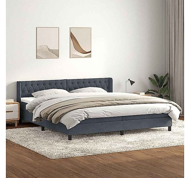 vidaXL Boxspringbett, Boxspringbett mit Matratze Dunkelgrau 200x210 cm Samt günstig online kaufen