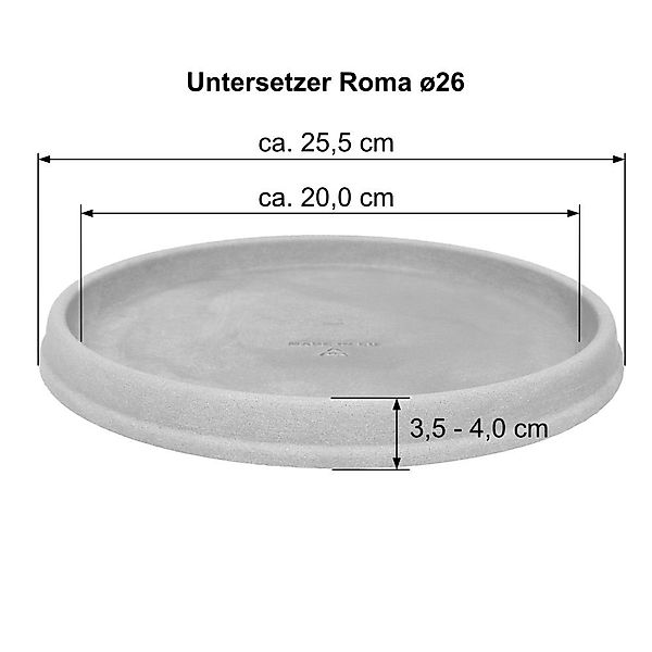 Heimwerkercenter Pflanzkübel MePla Untersetzer Roma ø26 cm, Grau, frost- un günstig online kaufen