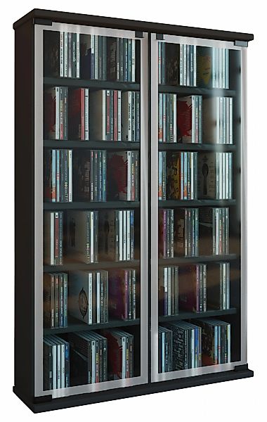 VCM Media-Regal "Holz CD DVD Stand Regal Schrank Galerie Glastür" günstig online kaufen