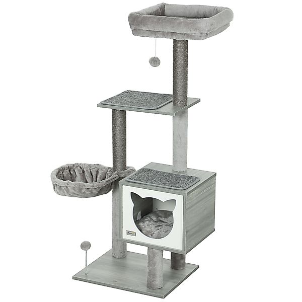 PawHut Katzenbaum Kratzbretter Kratzsäulen Multifunktional Höhle Hängematte günstig online kaufen