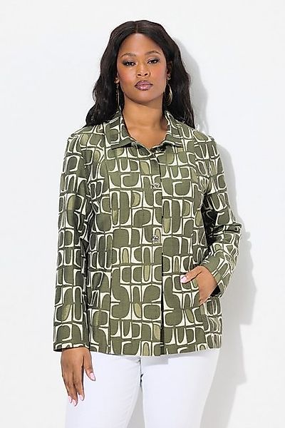 Ulla Popken Sommerjacke Jacke Jacquardmuster Hemdkragen günstig online kaufen