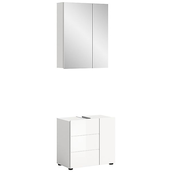 Badkombination Vira Spiegelschrank/Beleuchtung Weiß Hochglanz 190 x 60 x 34 günstig online kaufen