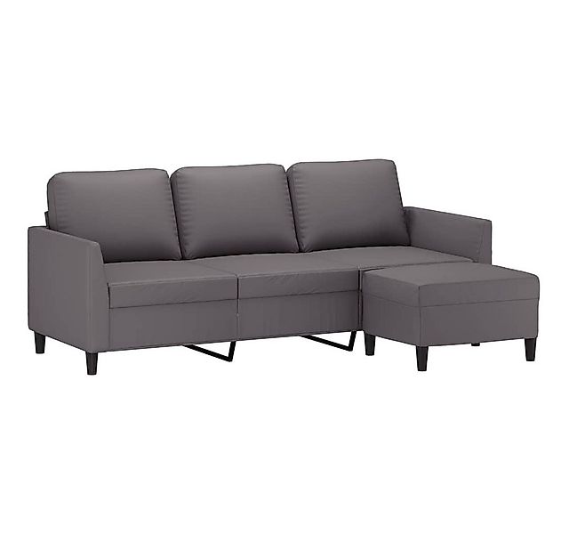 vidaXL Sofa 3-Sitzer-Sofa mit Hocker Grau 180 cm Kunstleder günstig online kaufen