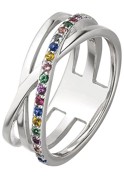 JOBO Fingerring, 925 Silber mit 19 bunten Zirkonia günstig online kaufen