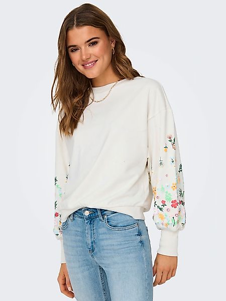 ONLY "ONLBROOKE L/S O-NECK FLOWER SWT", Baumwollmischung, regular fit günstig online kaufen