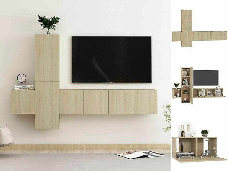 vidaXL Kleiderschrank 5-tlg TV-Schrank-Set Sonoma-Eiche Spanplatte TV-Konso günstig online kaufen