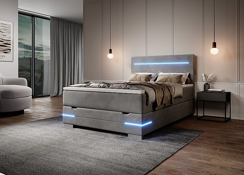 wonello Boxspringbett New York (Samtstoff), inkl. LED-Beleuchtung, Bettkast günstig online kaufen