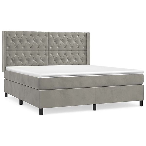 vidaXL Boxspringbett mit Matratze Hellgrau 160x200 cm Samt1389213 günstig online kaufen