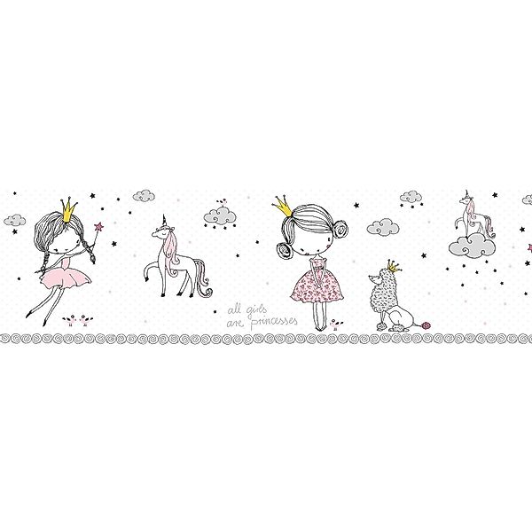 PROFHOME 403755-GU Grafik Tapete Kindertapete Matt Rosa Grau Weiß 0,75 m2 0 günstig online kaufen