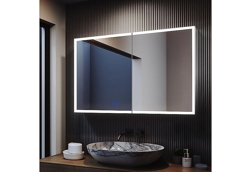 Gunuss Badezimmerspiegelschrank mit Beleuchtung 80 x 60 cm, Spiegelschrank günstig online kaufen