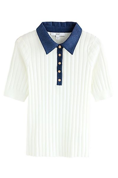Next Kurzarmpullover Kurzärmeliges Polo-Oberteil mit Jeanskragen (1-tlg) günstig online kaufen