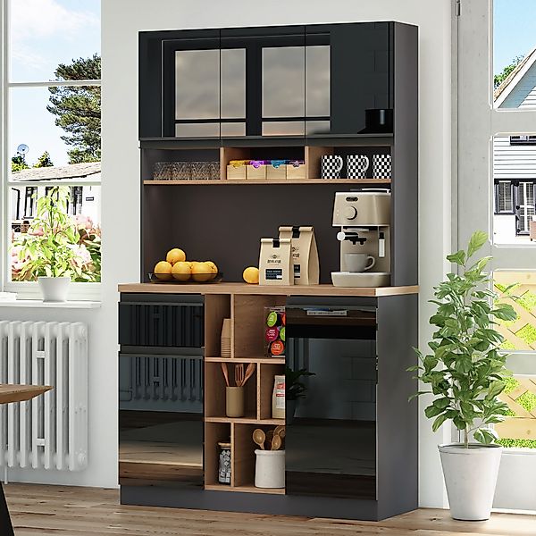 Flieks Küchenbuffet mit verstellbare Ablagen Hochschrank günstig online kaufen