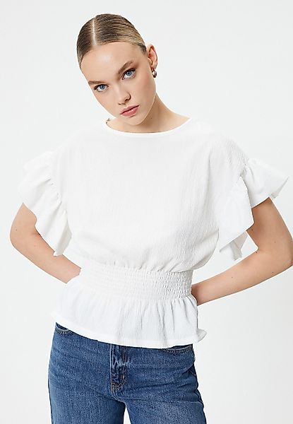 Koton Rüschenbluse Kurzärmelig Rundhalsausschnitt Rüschenbluse günstig online kaufen