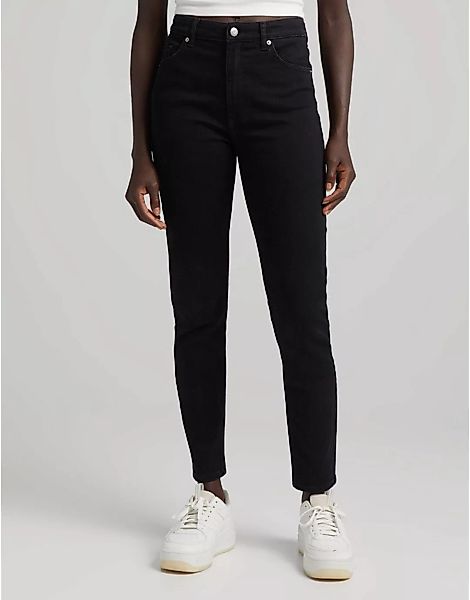 Bershka – Skinny-Jeans mit hohem Bund in Schwarz günstig online kaufen